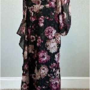 Floral Black and Pink Women's Dress